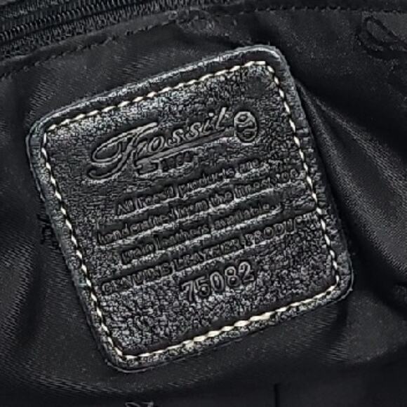 Fossil Vintage Elegant Black Leather Shoulder Bag Purse Handbag Many Compartment - Picture 11 of 11